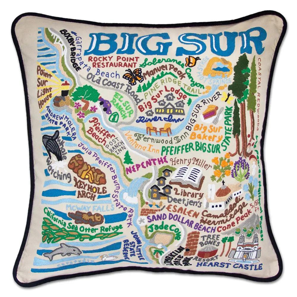 Big Sur Hand-Embroidered Pillow CatStudio