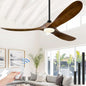 FiftyTwoInch WalnutWood CeilingFan WithRemote IntegratedLights HighAirflow SolidWood-0