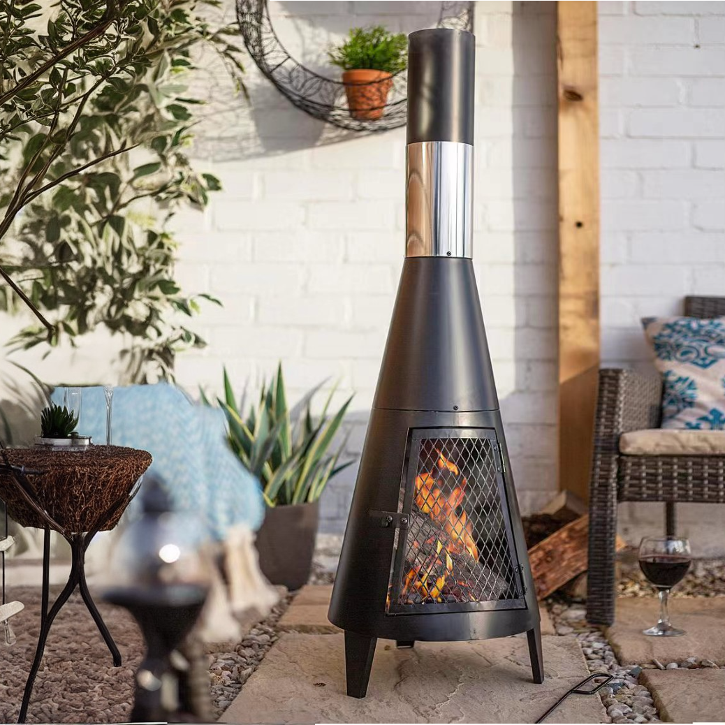 Outdoor Chiminea Fireplace Iron Fire Pit Lampdepot