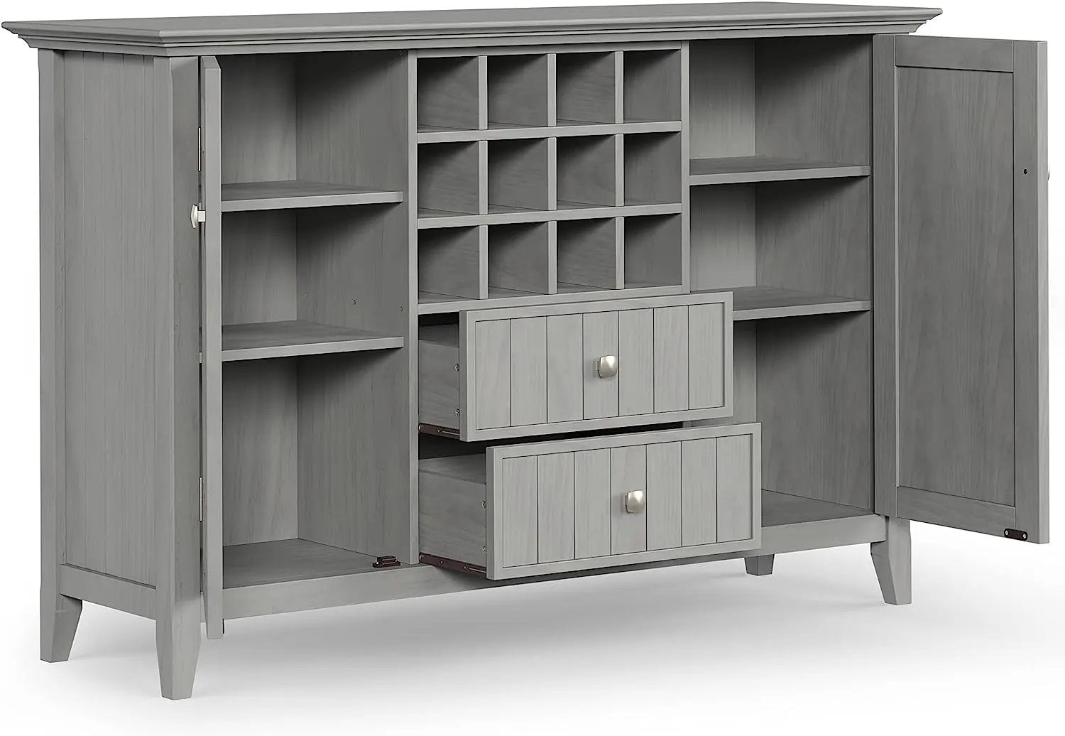 Fog Grey Solid Wood Transitional Sideboard Buffet and Wine Rack-4