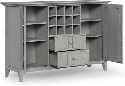 Fog Grey Solid Wood Transitional Sideboard Buffet and Wine Rack-4