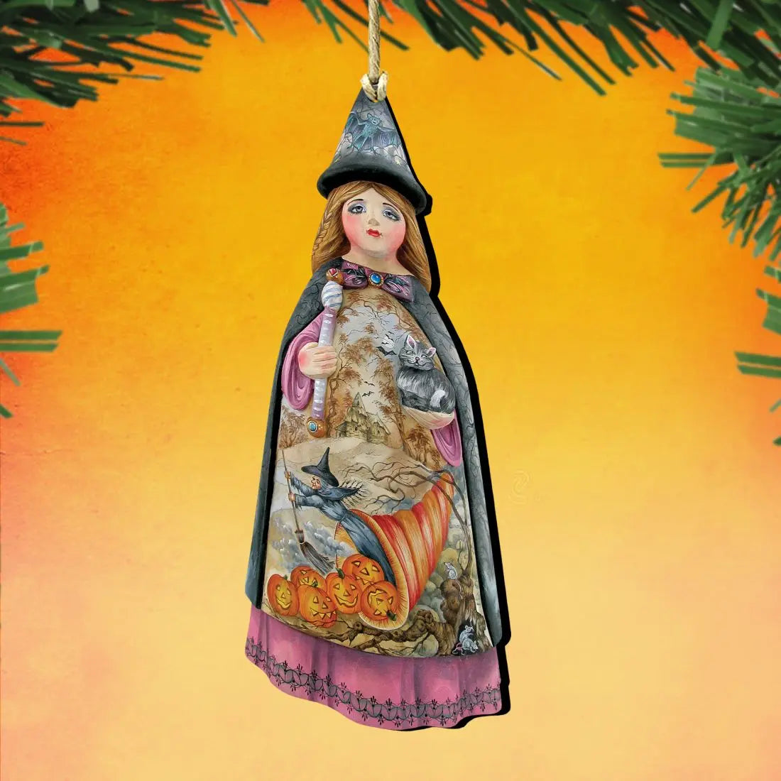 Halloween Witch Wooden Ornaments by G. DeBrekht - Thanksgiving Halloween Decor - 8114170 G. DeBrekht