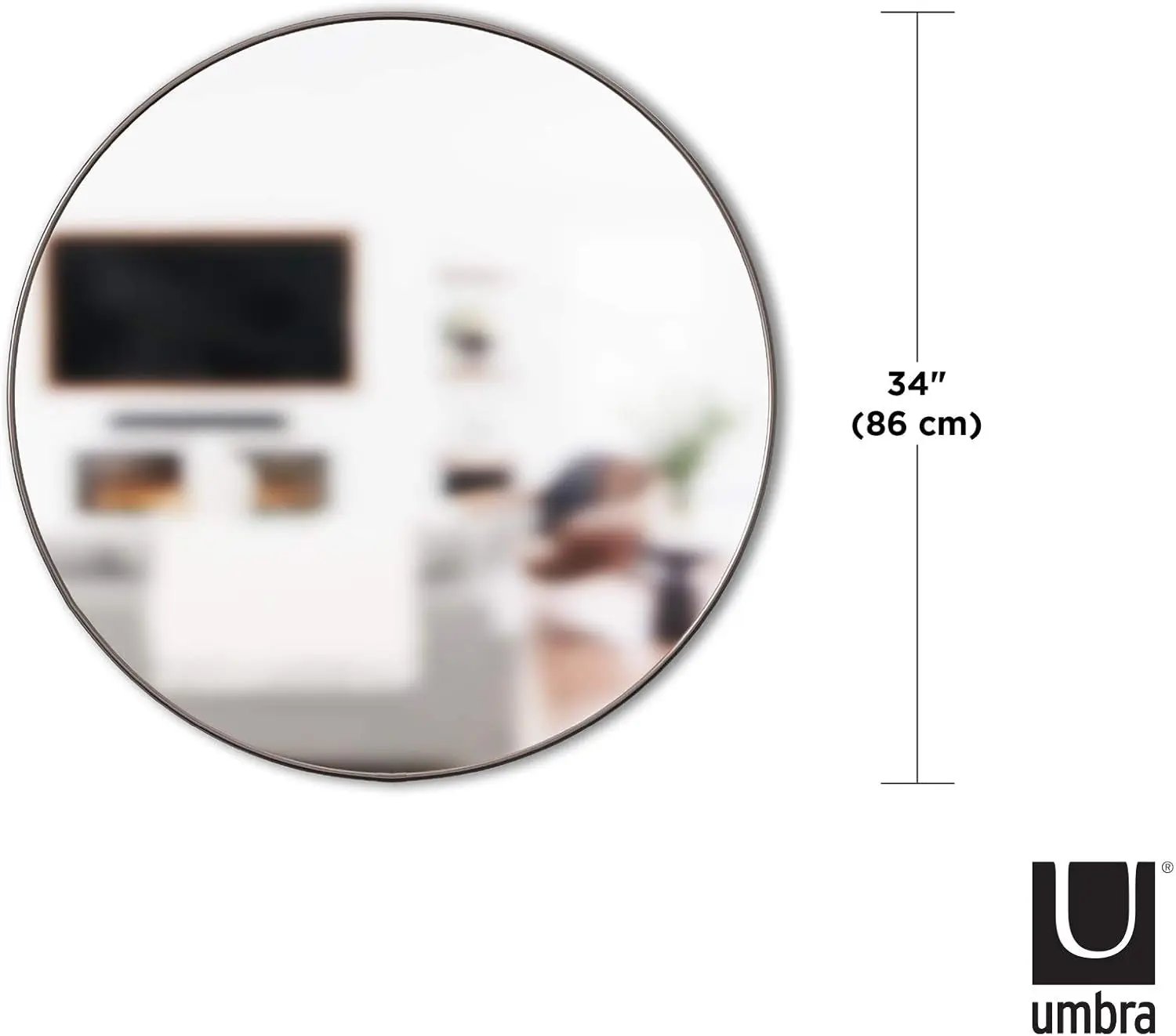 Hubba 34 Inch round Entryways, Washrooms, Living Rooms and More, Doubles as Wall Art, 34-Inch Circle Mirror, Titanium Finish-2