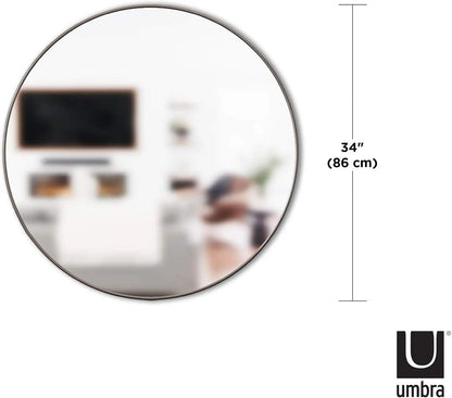Hubba 34 Inch round Entryways, Washrooms, Living Rooms and More, Doubles as Wall Art, 34-Inch Circle Mirror, Titanium Finish-2