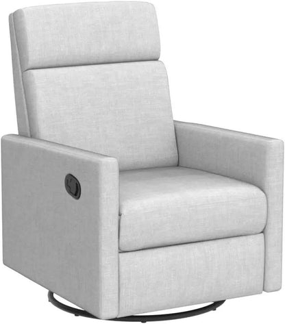 Modern Upholstered Manual Swivel Recliner Chair W/Headsupport Adjustable Nursery Glider Rocker for Living Room, Bedroom Gray-4