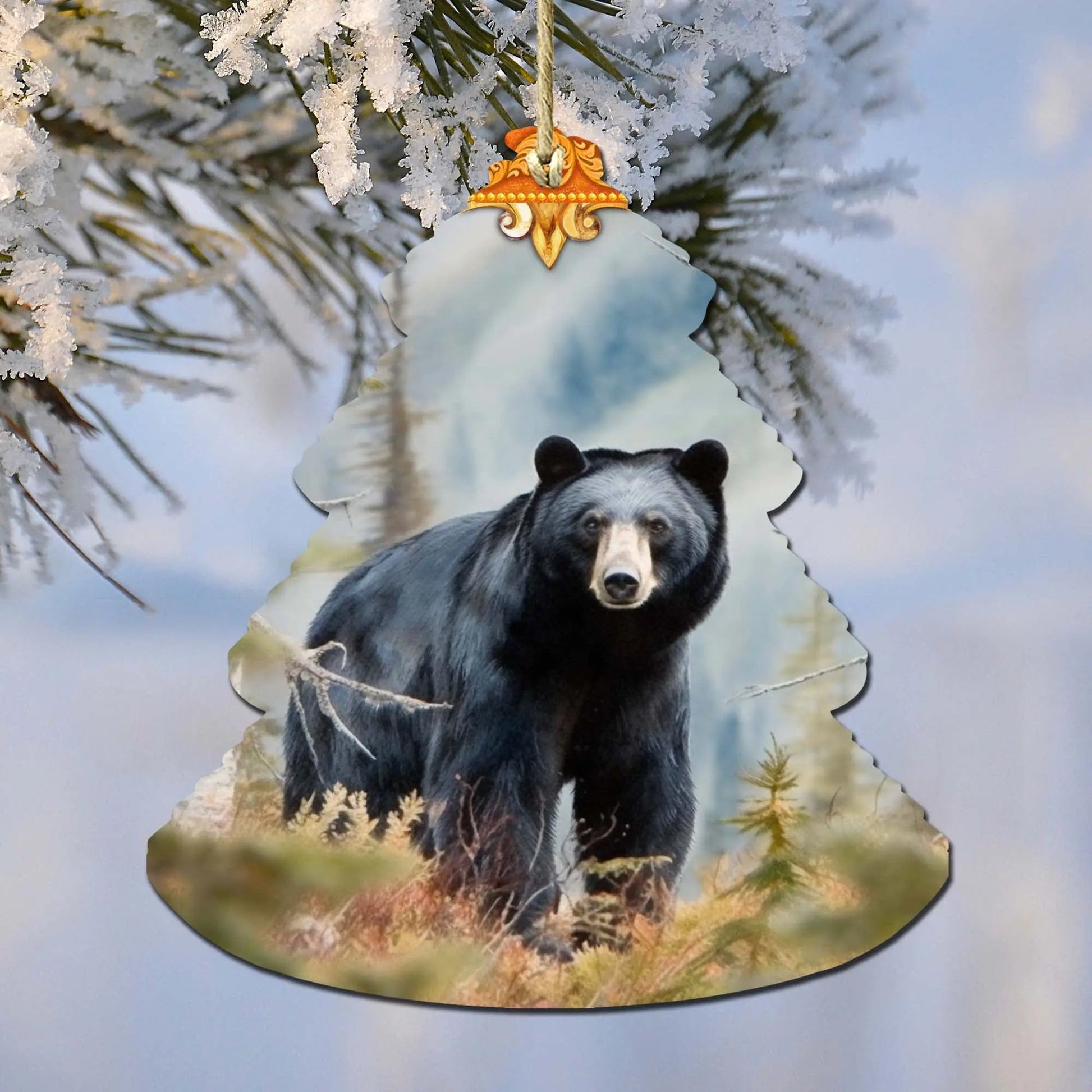 Alaskan Black Bear Tree Wooden Ornaments by G.Debrekht - Wildlife Holiday Decor - 870008 G. DeBrekht