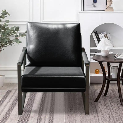 PU Leather Accent Mid Century Arm Chair D BlakHom