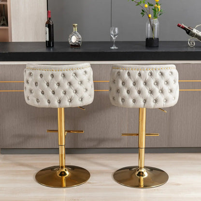 Set of 2 Modern PU Upholstered Swivel Barstools D BlakHom