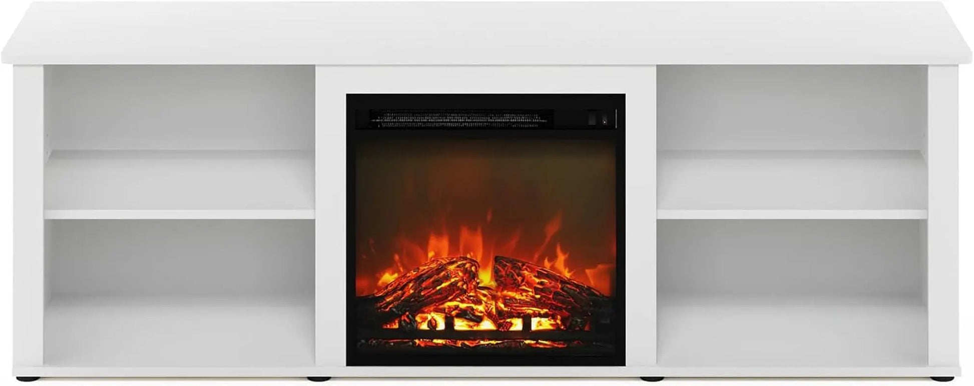 Classic 70 Inch TV Stand with Fireplace, Solid White-3