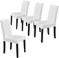Set of 4 Modern Parson Chairs, Faux Leather, White ShipItFurniture