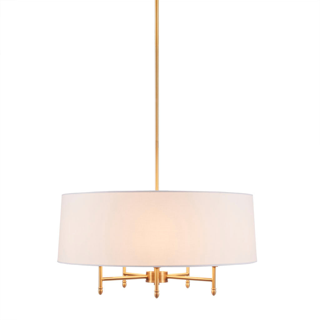 5-Light White Drum Shade Chandelier G-BlakHom