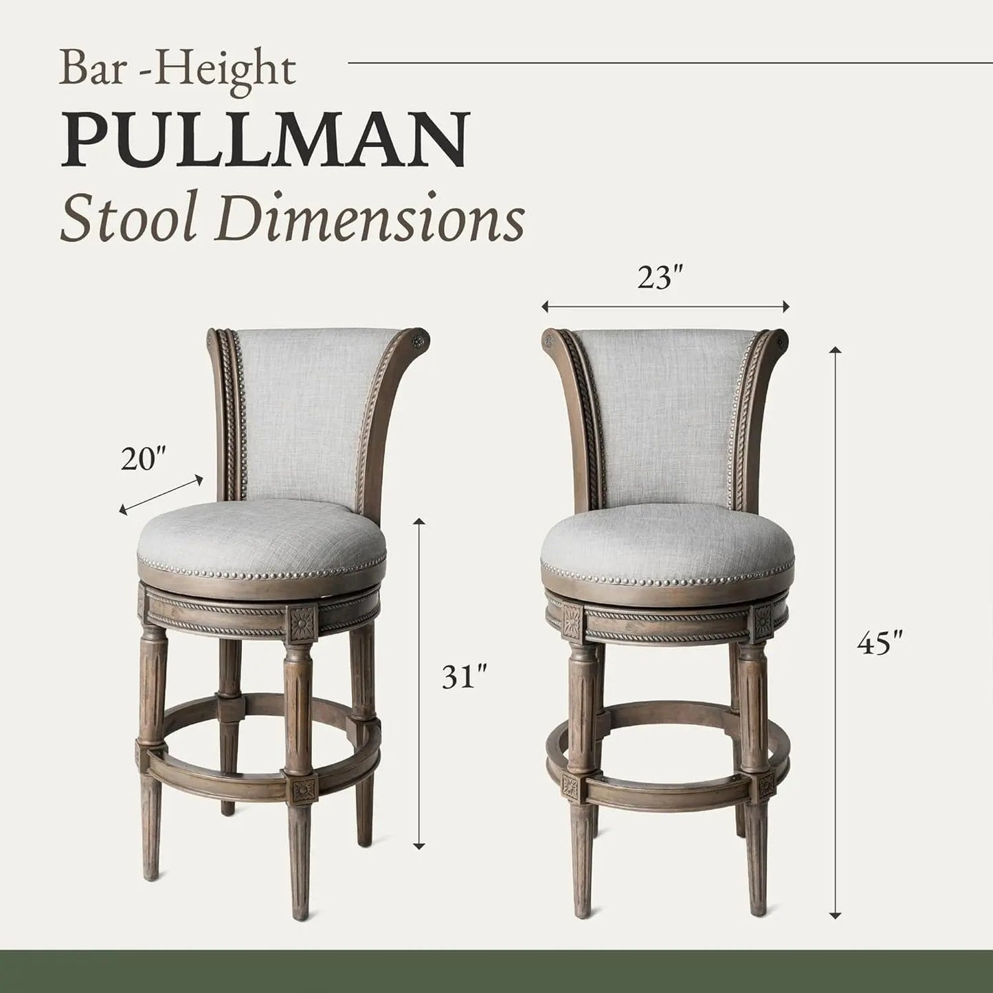 Reclaimed Oak Bar Stools, Grey Fabric (Set 3)-2