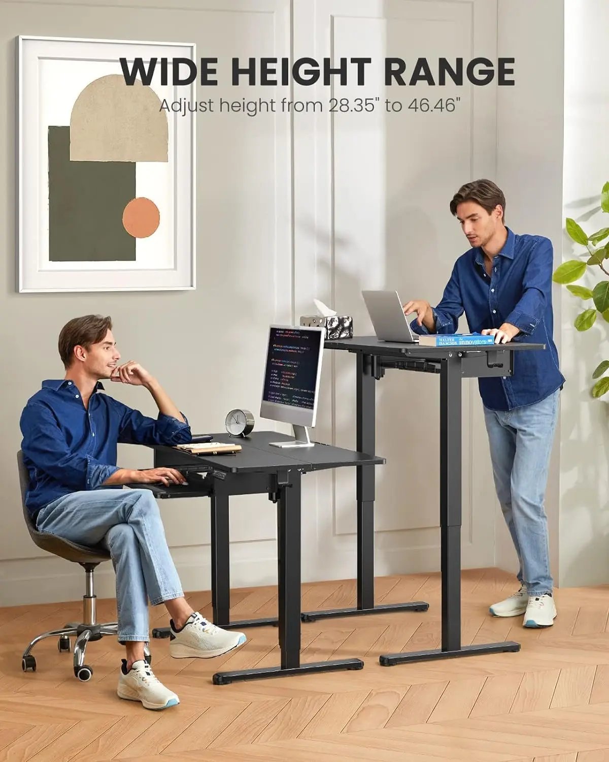 Electric Standing Desk with Adjustable Height Keyboard Tray ShipItFurniture