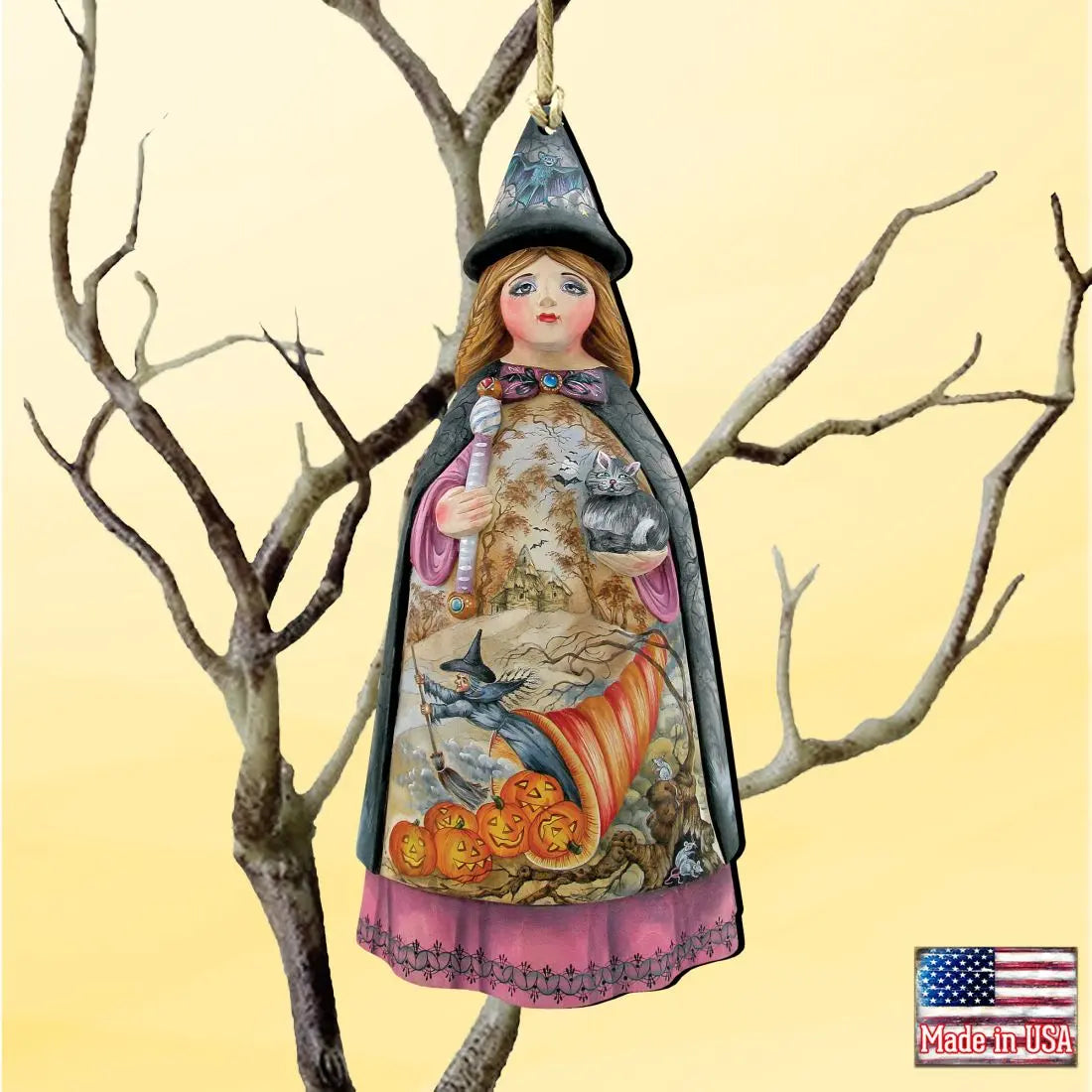 Halloween Witch Wooden Ornaments by G. DeBrekht - Thanksgiving Halloween Decor - 8114170 G. DeBrekht