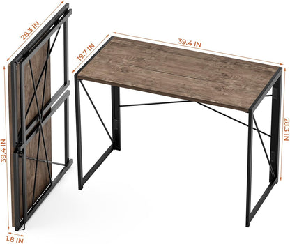 Brown Folding Desk 39 Inch No Assembly ShipItFurniture