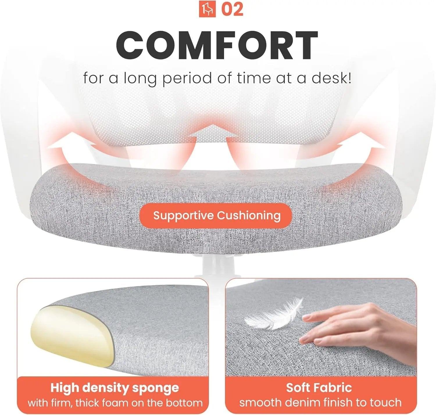 Office Chair Computer Desk Chair Gaming Ergonomic Mid Back Cushion Lumbar Support with Comfy Mesh Adjustable Swivel Rolling Home (Grey)-4