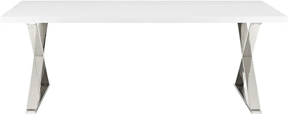 Modway Sector Modern Dining Table, White Silver-1