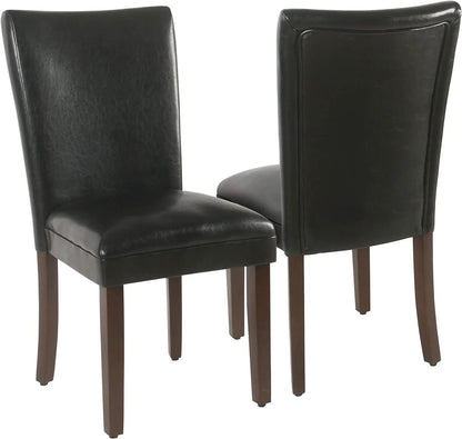 Parsons Dining Chair - Black Faux Leather (Set of 2)-0