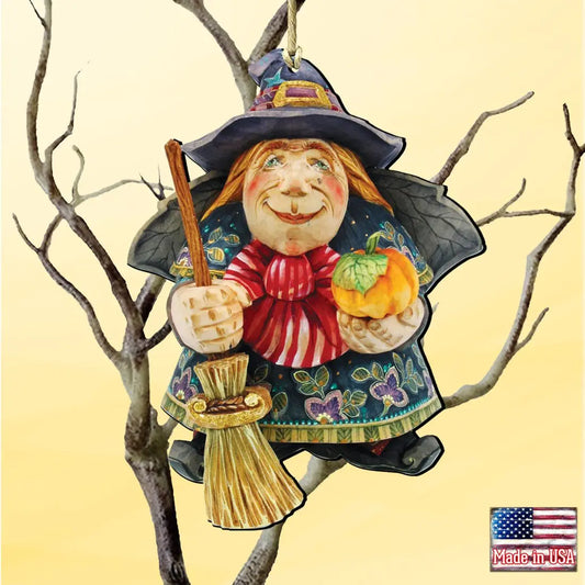 Halloween Witch Wooden Ornaments by G. DeBrekht - Thanksgiving Halloween Decor - 8158412 G. DeBrekht