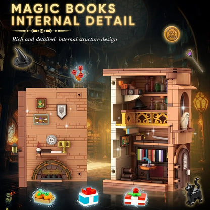 Bookend Magic House Building Kit, Home Decorative for Building Block Toy, Bookcase Miniature House Model Building, Cool Bookshelf Organizer and Home Decor 1488Pcs-1