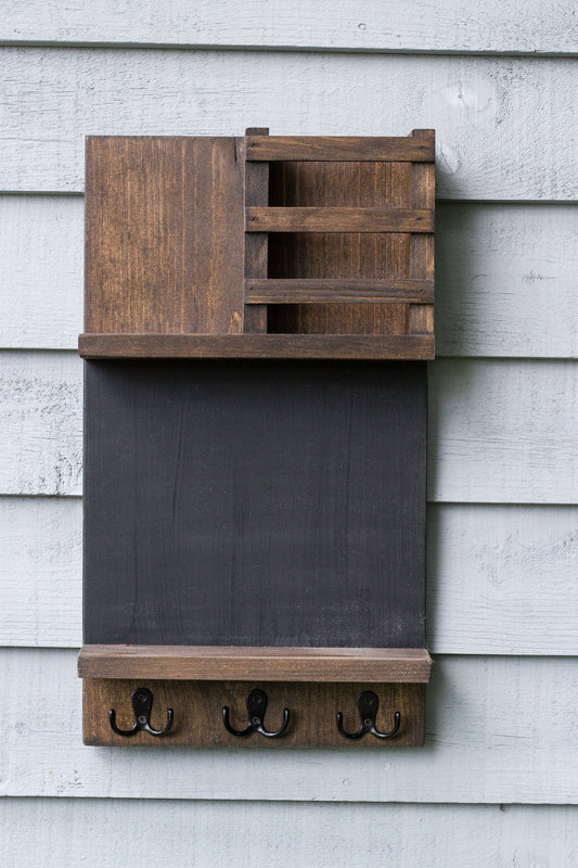 Home Organization Command Center, Chalkboard Mail Holder with Key Hooks The McGarvey Workshop