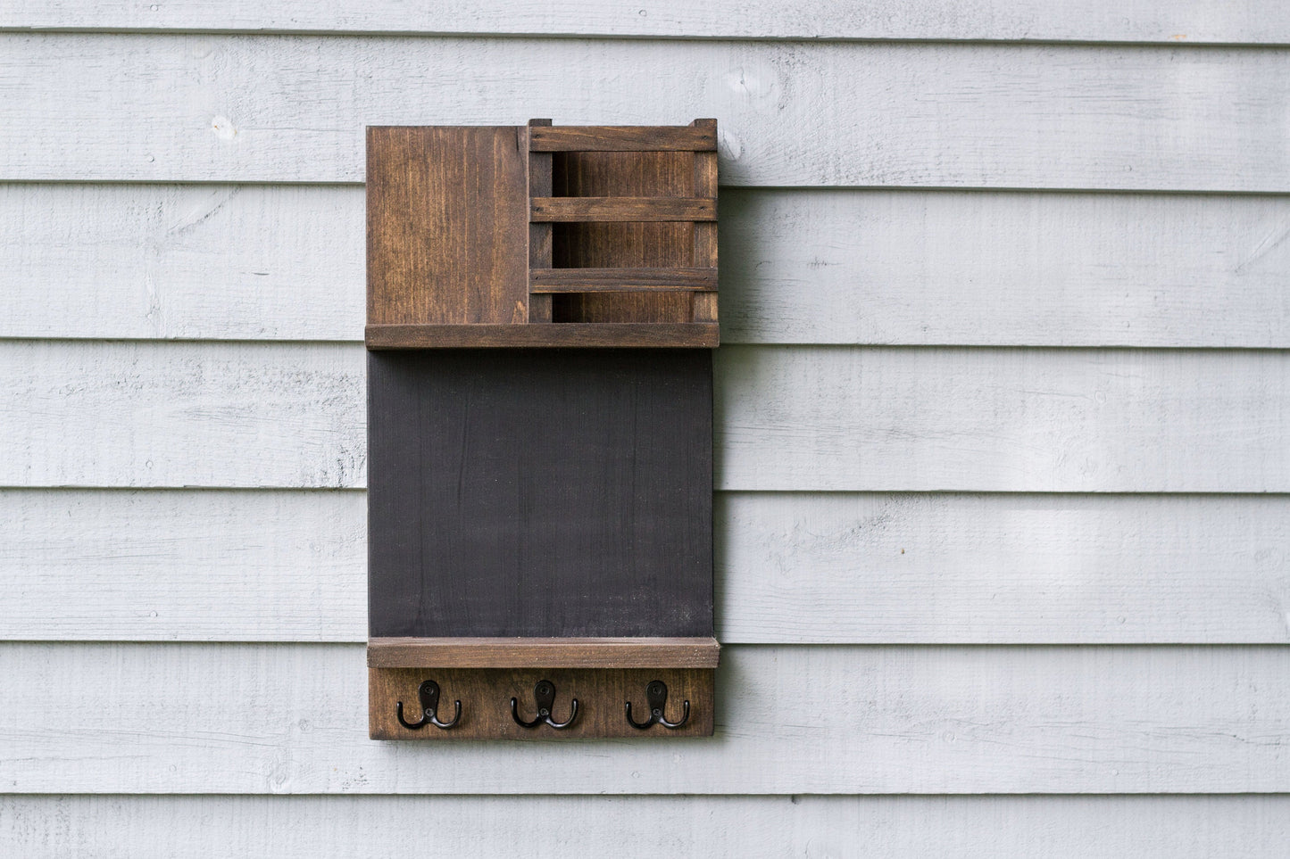 Home Organization Command Center, Chalkboard Mail Holder with Key Hooks The McGarvey Workshop