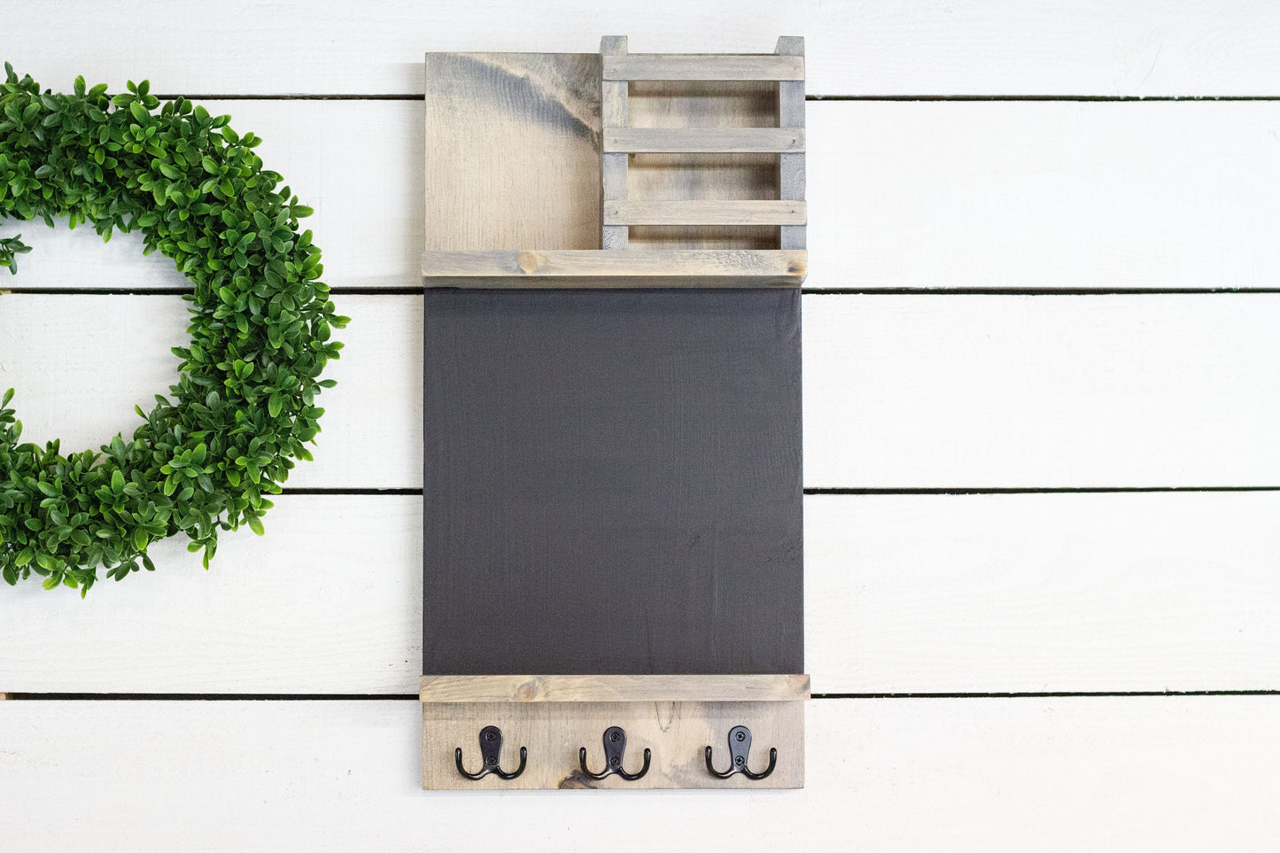 Home Organization Command Center, Chalkboard Mail Holder with Key Hooks The McGarvey Workshop