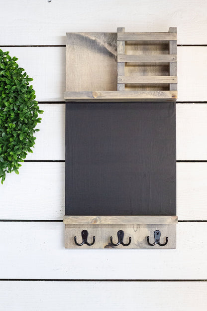 Home Organization Command Center, Chalkboard Mail Holder with Key Hooks The McGarvey Workshop