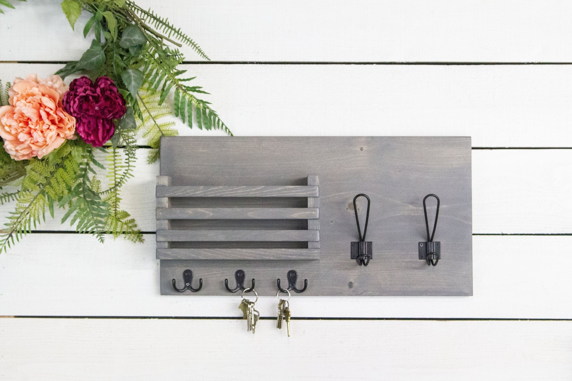 Mail Holder with Key Hooks and Farmhouse Style Coat Hooks The McGarvey Workshop