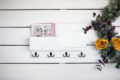 Solid Front Mail Holder with Shelf and Key Hooks. The McGarvey Workshop