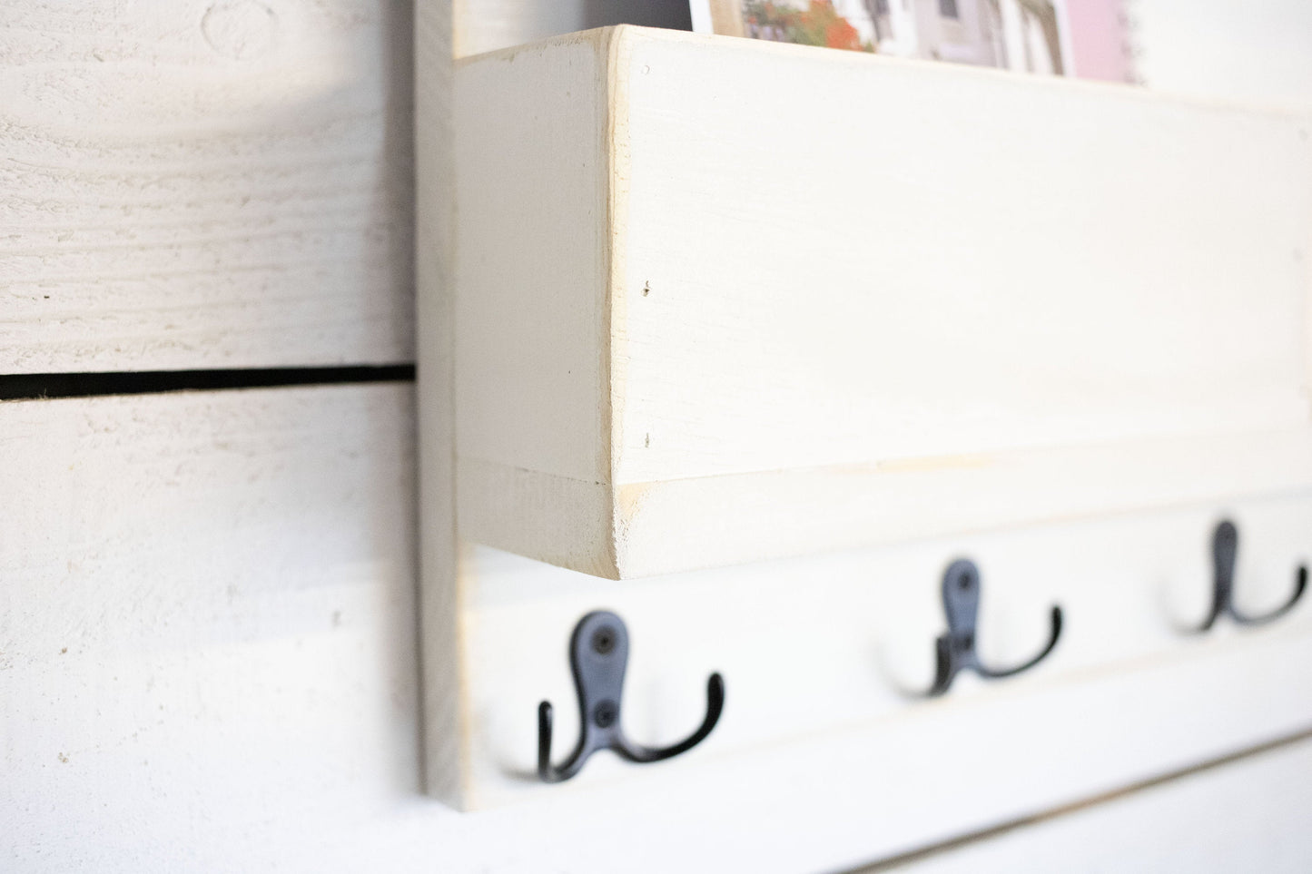 Solid Front Mail Holder with Shelf and Key Hooks. The McGarvey Workshop