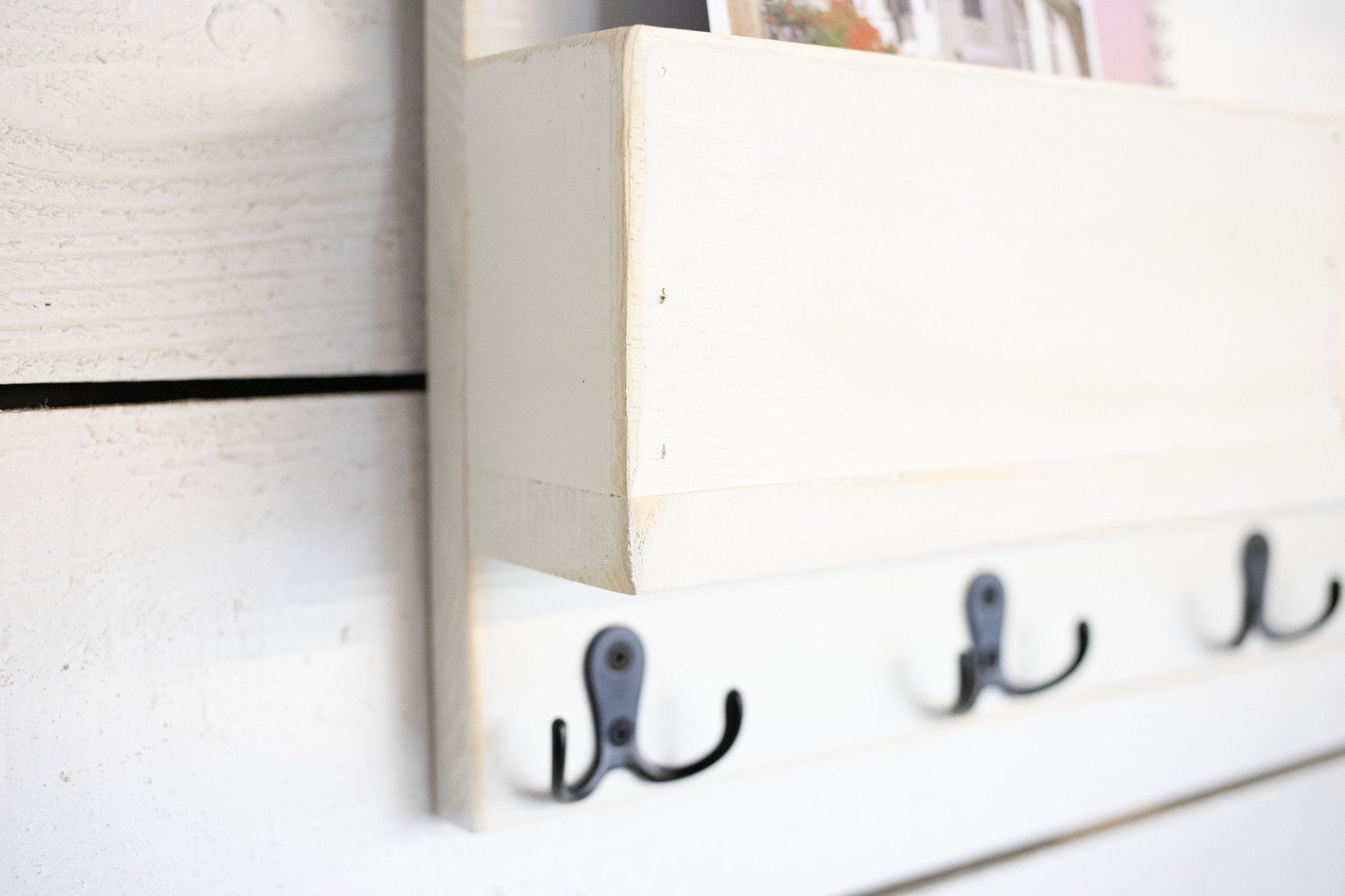 Solid Front Mail Holder with Shelf and Key Hooks. The McGarvey Workshop
