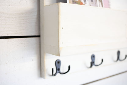 Solid Front Mail Holder with Shelf and Key Hooks. The McGarvey Workshop