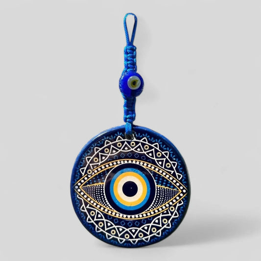 Wall Hanging Ceramic Evil Eye Nazar Boncuk Mal De Ojo, Modern Boho Style Home Decor -- Burst Mandala-0