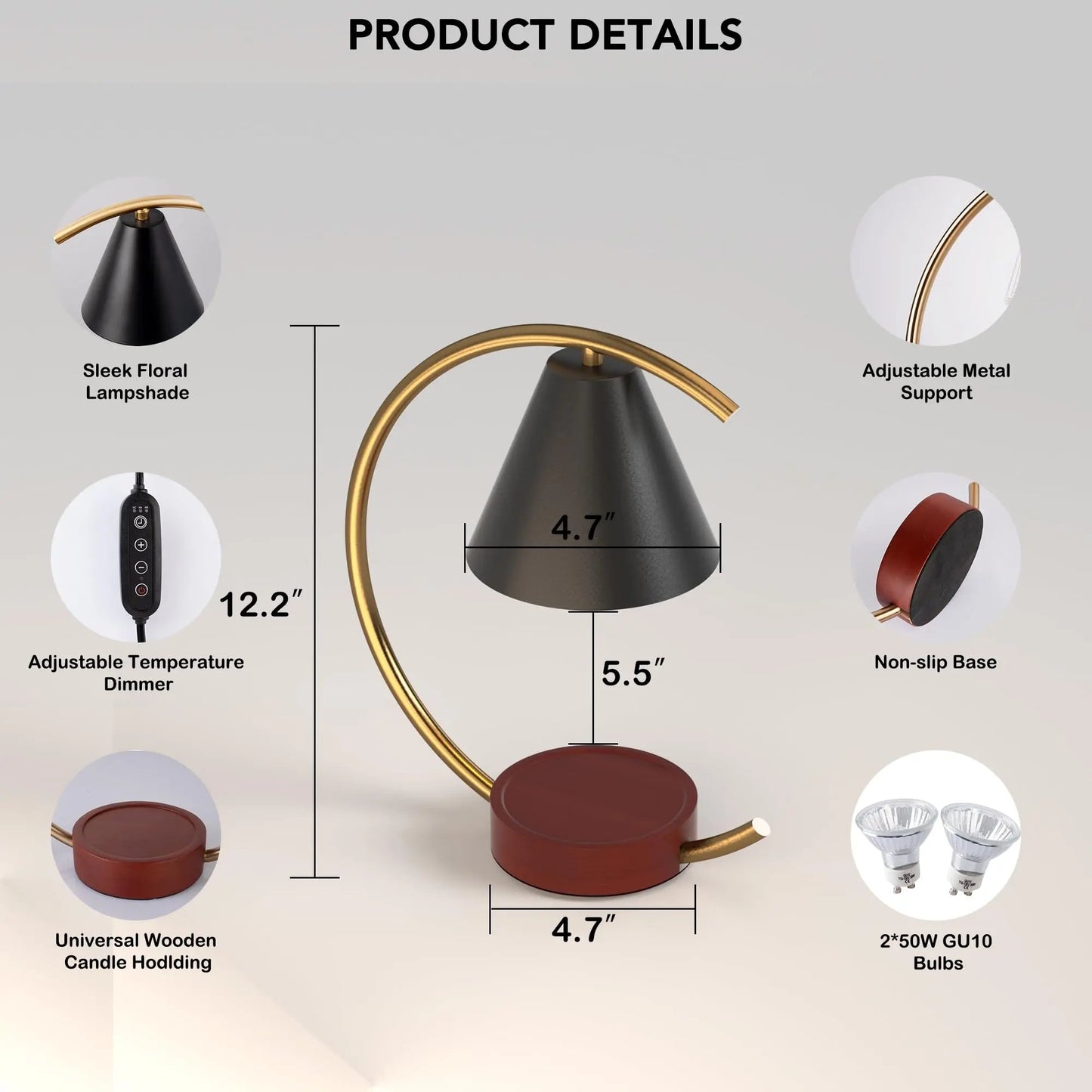 Dimmable Electric Candle Warmer with Timer and Bulbs Lampdepot