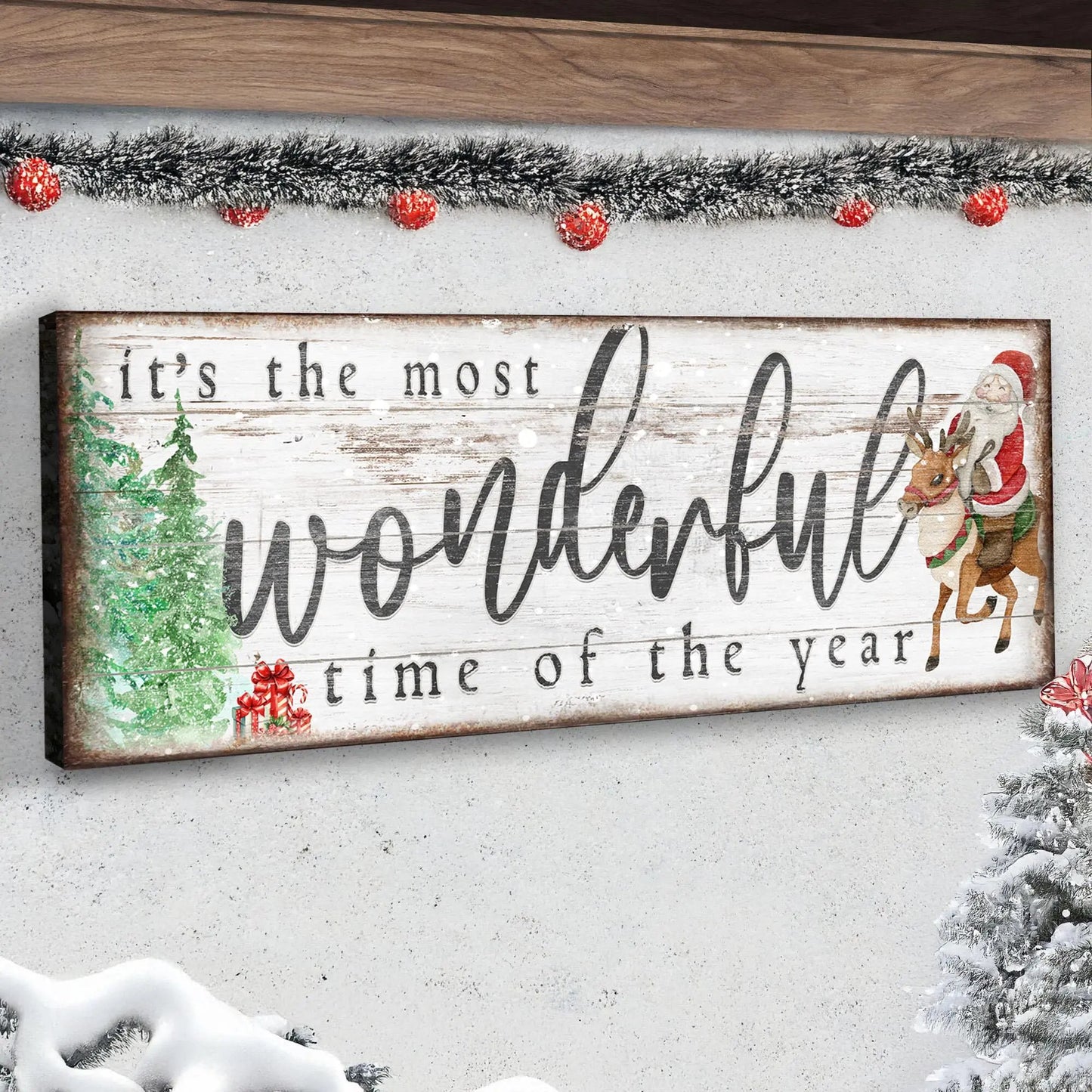 It's The Most Wonderful Time Of The Year Christmas Sign II Tailored Canvases