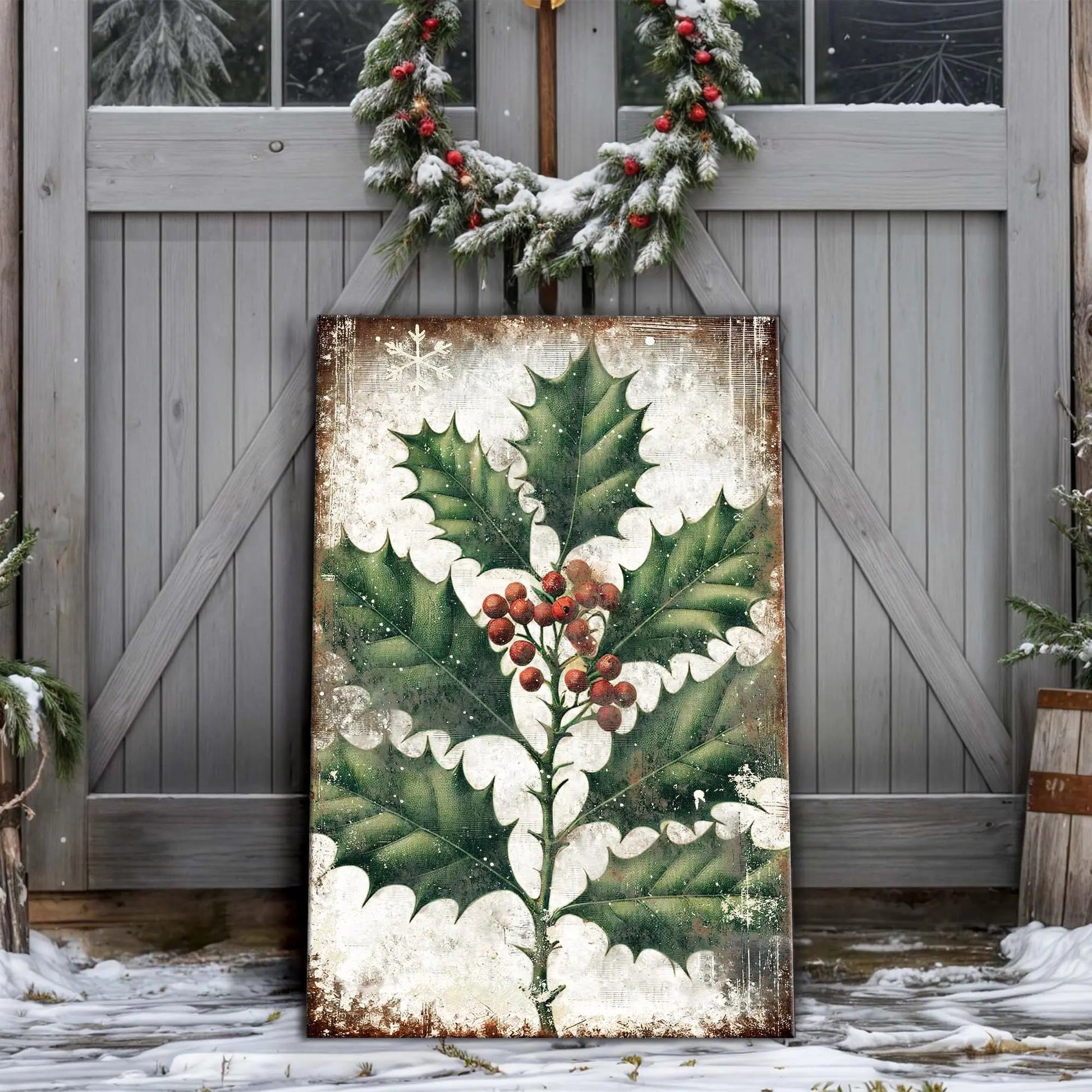Christmas Holly Wall Art Tailored Canvases