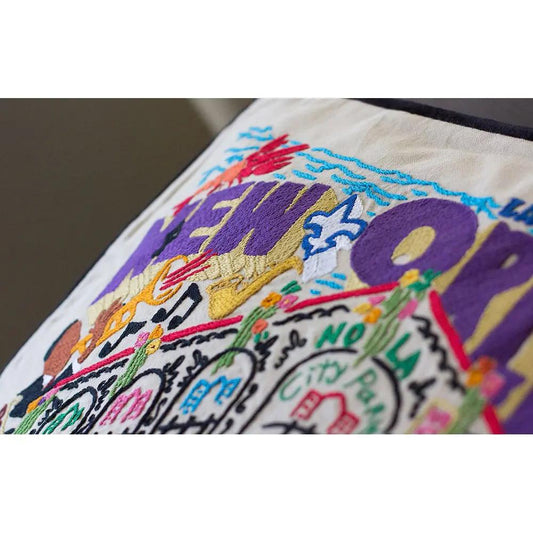 New Orleans Hand-Embroidered Pillow CatStudio