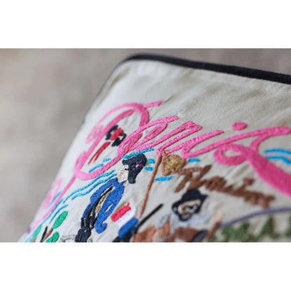 Paris Hand-Embroidered Pillow CatStudio