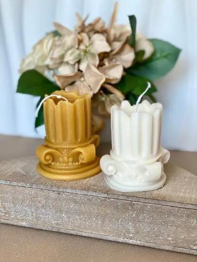 Romano Pillar Sculpture Candle - Elegant Soy Wax Home Decor-2