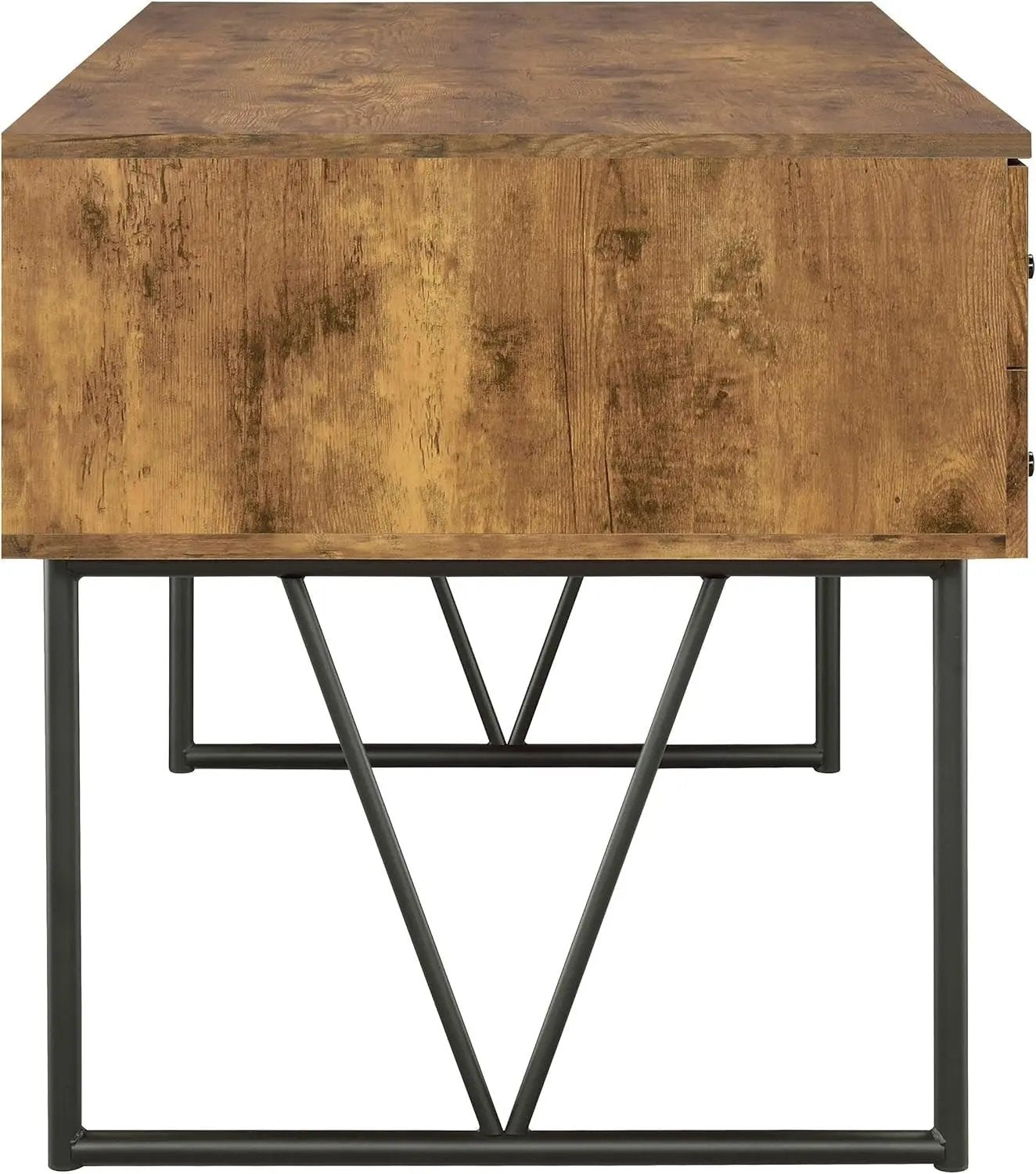 Rustic 63 Inch Writing Desk with Four Storage Drawers ShipItFurniture