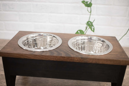 Raised Dog Bowl Stand with 2 Stainless Steel Bowls, Elevated Pet Feeder The McGarvey Workshop