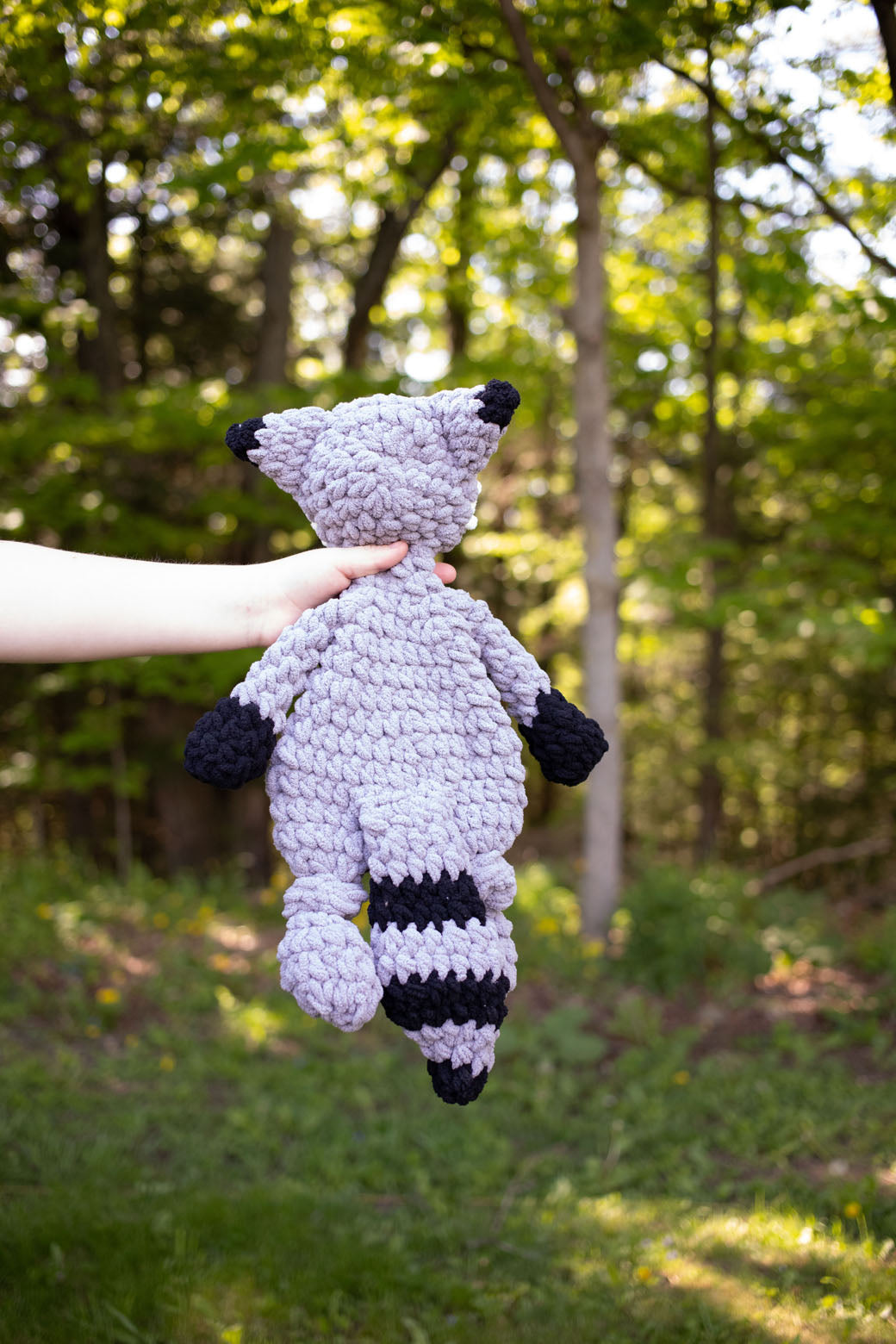 Raccoon Lovey, Raccoon Stuffed Animal, Crochet Raccoon Snuggler The McGarvey Workshop