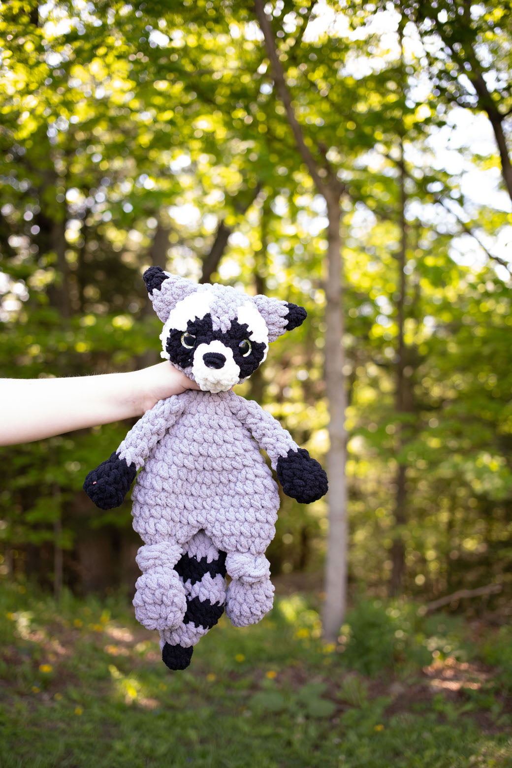 Raccoon Lovey, Raccoon Stuffed Animal, Crochet Raccoon Snuggler The McGarvey Workshop