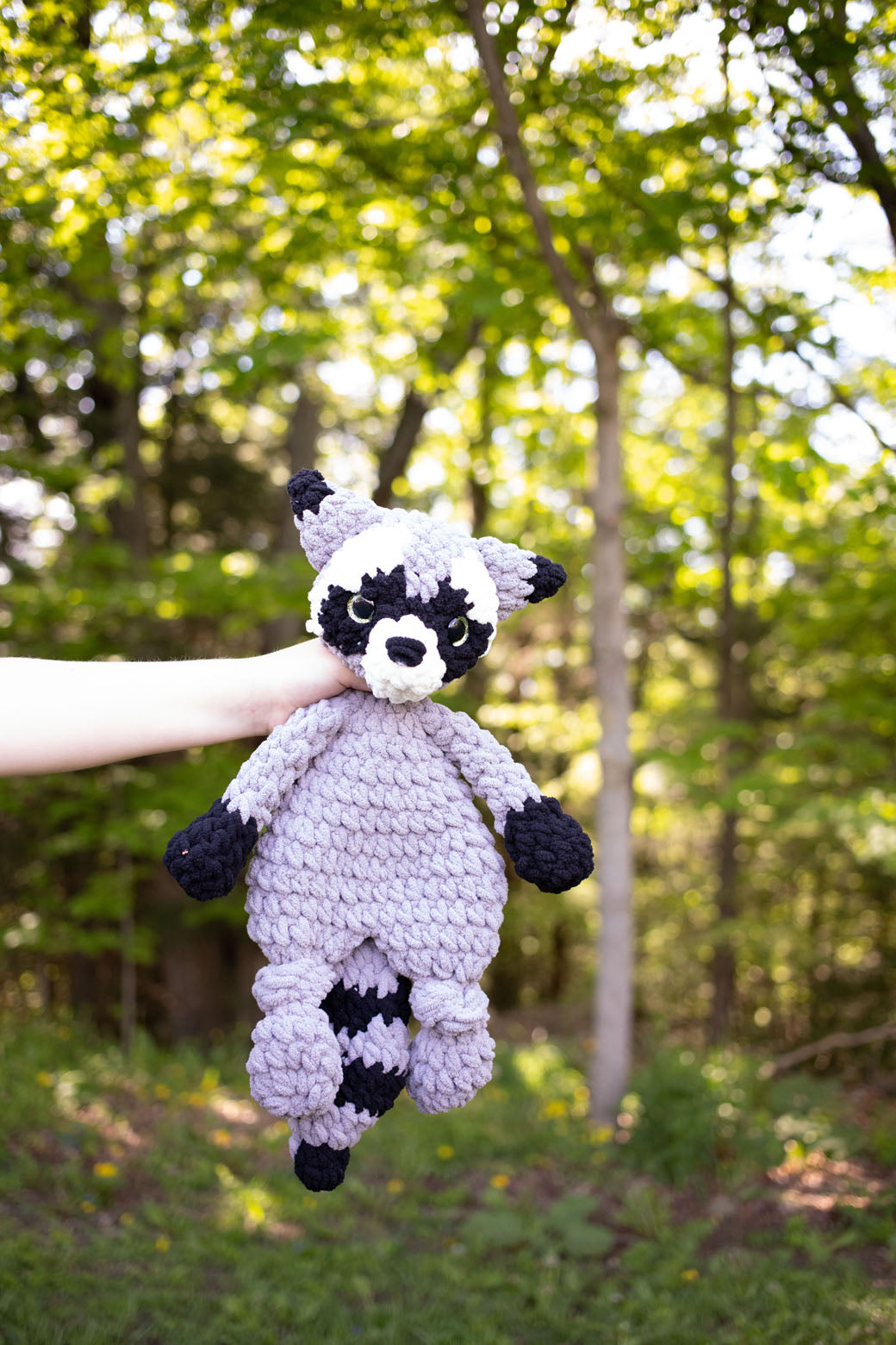 Raccoon Lovey, Raccoon Stuffed Animal, Crochet Raccoon Snuggler The McGarvey Workshop