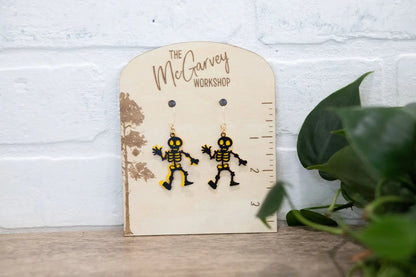 Skeleton Dangle Earrings, Halloween Earrings, Plastic Earrings, Hypoallergenic-0