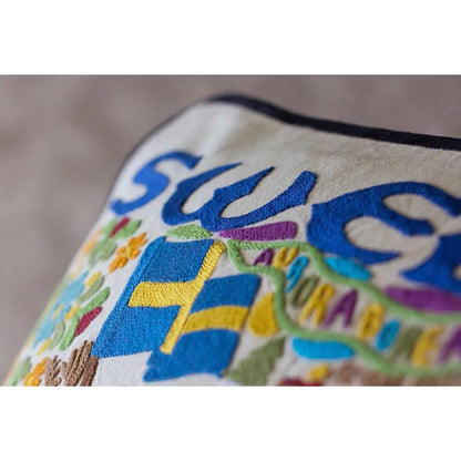 Sweden Hand-Embroidered Pillow CatStudio