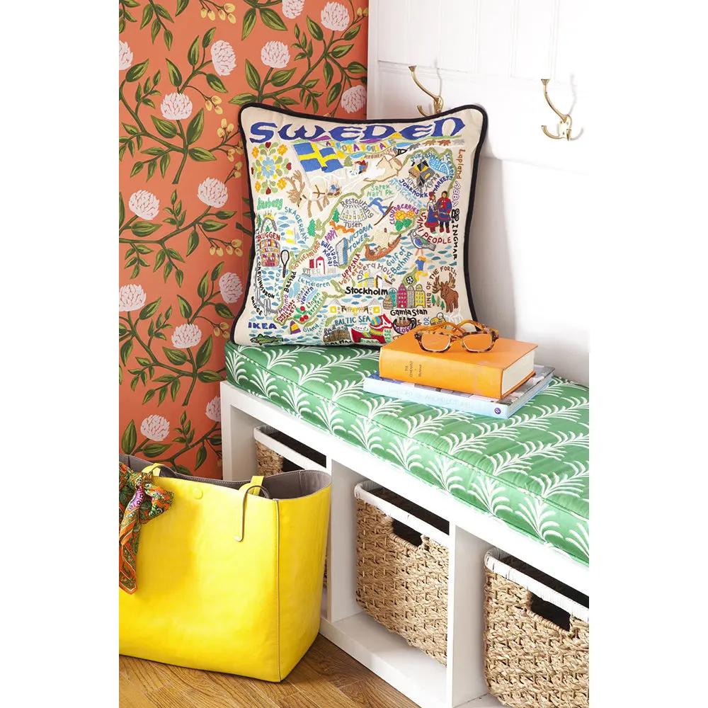 Sweden Hand-Embroidered Pillow CatStudio