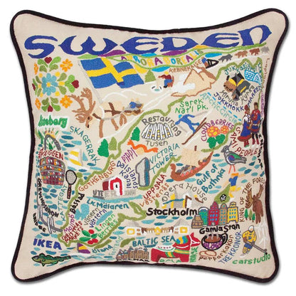 Sweden Hand-Embroidered Pillow CatStudio