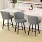 Swivel Counter Height Bar Stools Set of 3, 26'' Modern Barstools with Backs and Metal Legs, Upholstered Bar Chairs, Faux Leather Mid-Gray Stools for Kitchen Island Chairs-0